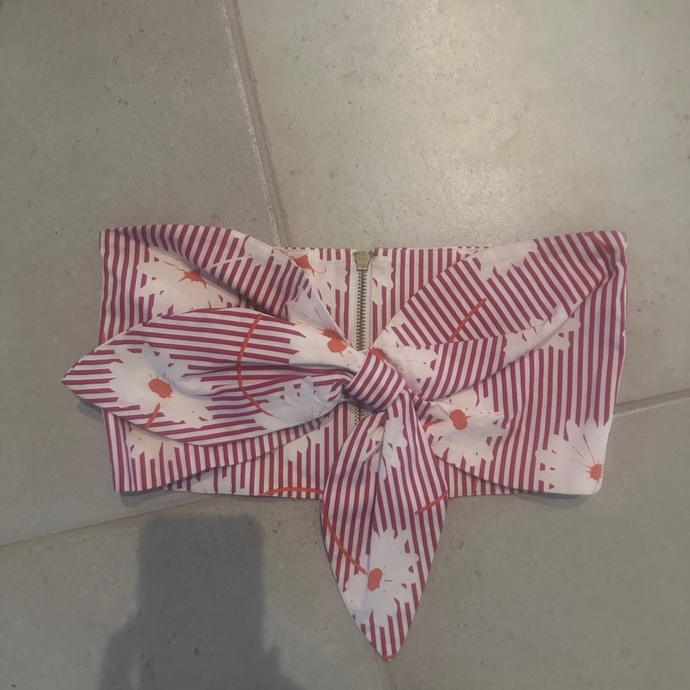 Laetitia Floral Strapless Crop Top with Bow Small